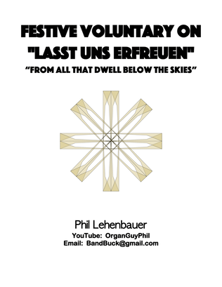 Book cover for Festive Voluntary on "Lasst Uns Erfreuen", organ work by Phil Lehenbauer