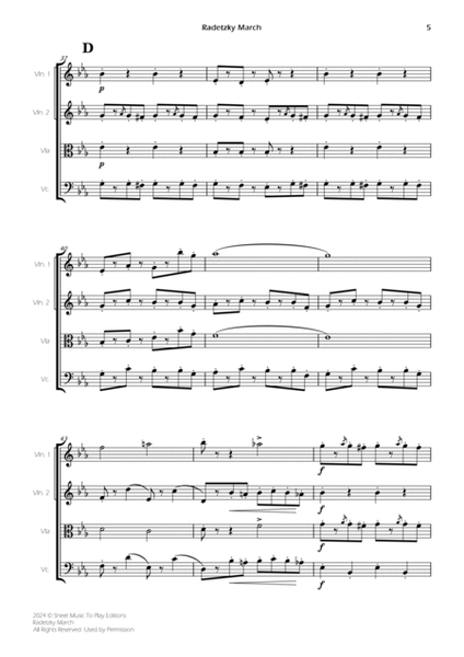 Radetzky March - String Quartet (Full Score) - Score Only image number null