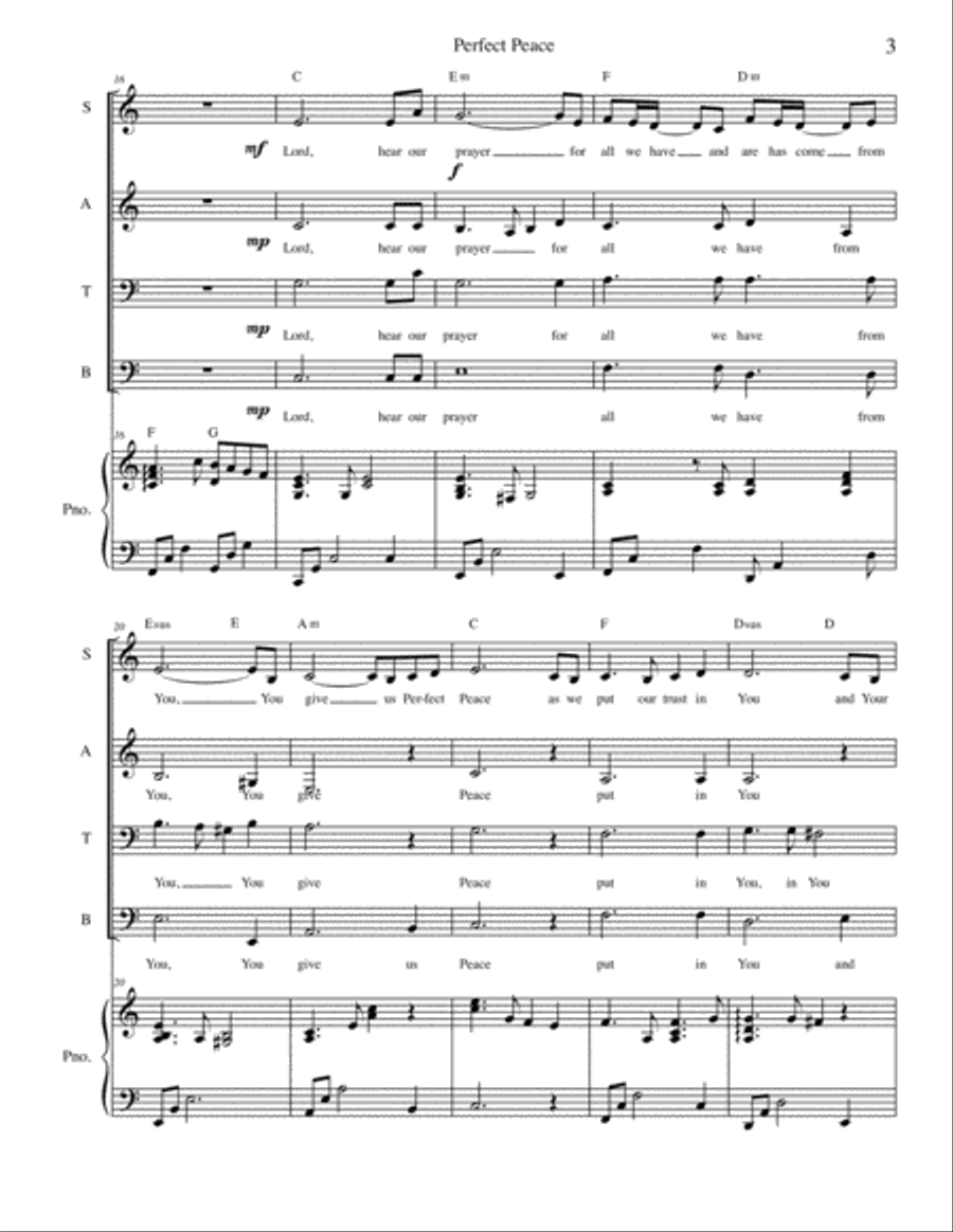 Perfect Peace - SATB 4-Part scores gallery preview page 4