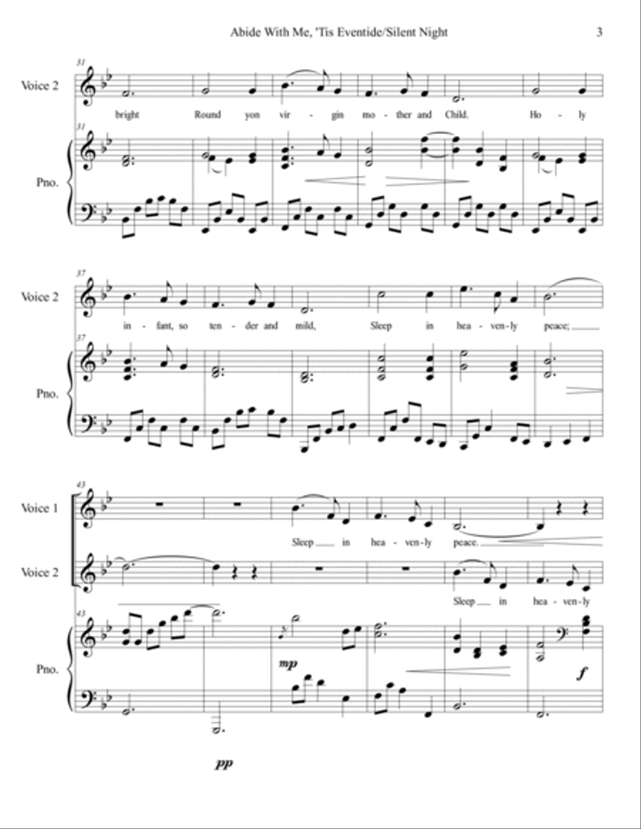 Abide With Me, 'Tis Eventide/Silent Night Piano scores gallery preview page 3