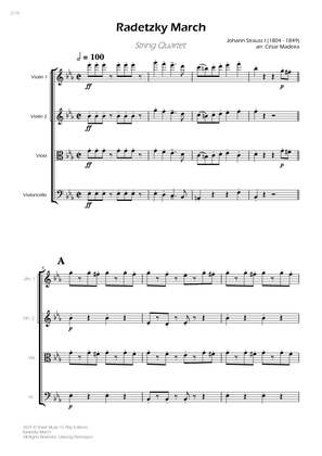 Radetzky March - String Quartet (Full Score) - Score Only