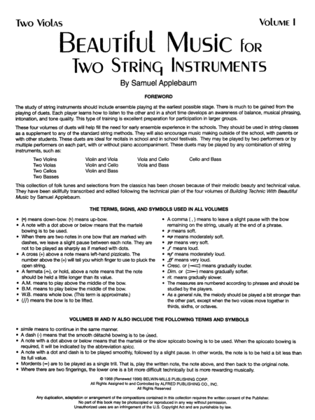 Beautiful Music for Two String Instruments, Book 1