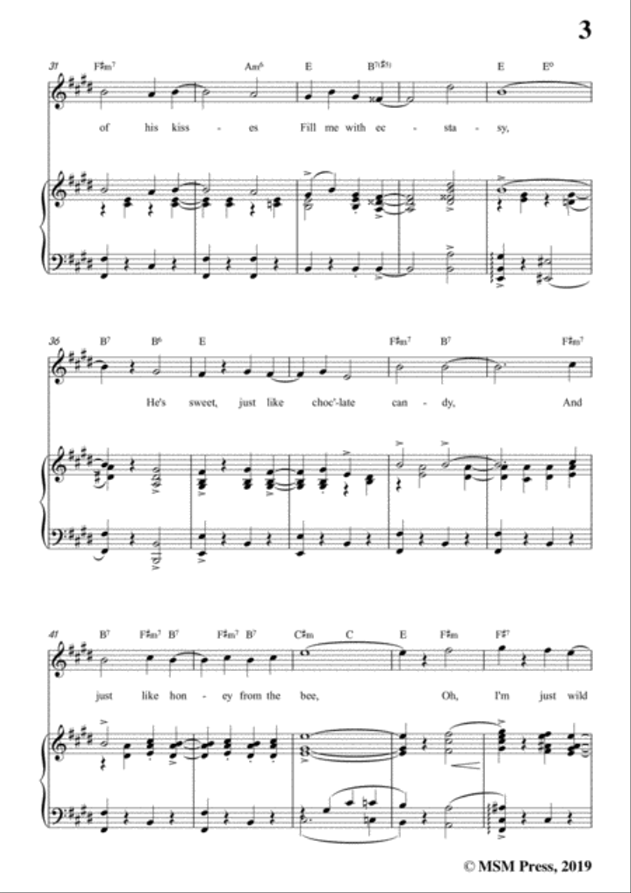 Eubie Blake-I'm Just Wild About Harry,in E Major,for Voice&Piano Voice scores gallery preview page 5