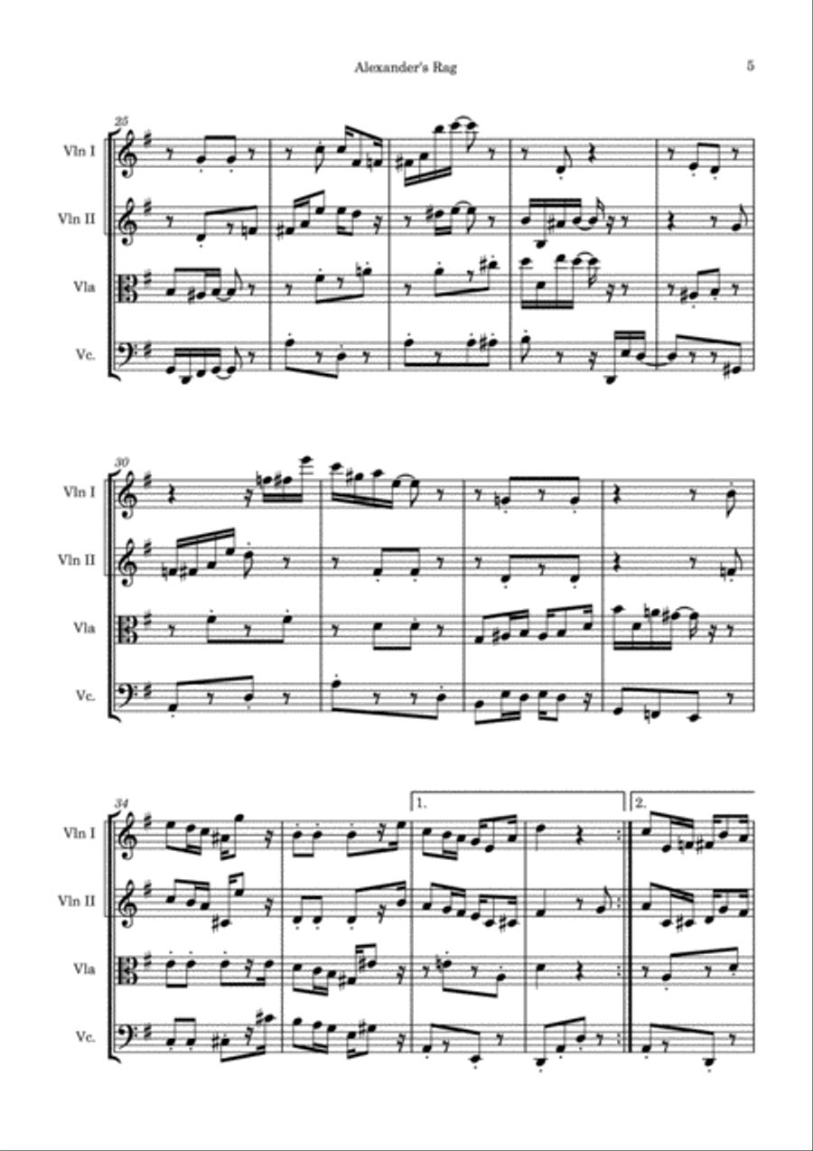 Alexander's Rag String Quartet scores gallery preview page 5