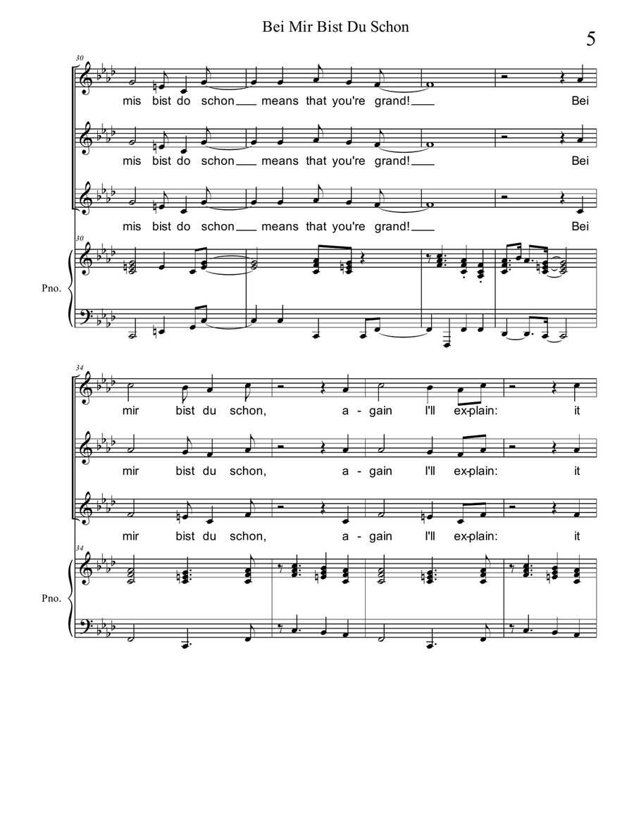 Bei Mir Bist Du Schon (means That You're Grand) TTBB scores gallery preview page 5