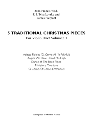 Book cover for 5 Traditional Christmas Pieces for Violin Duet "Volumen 3",