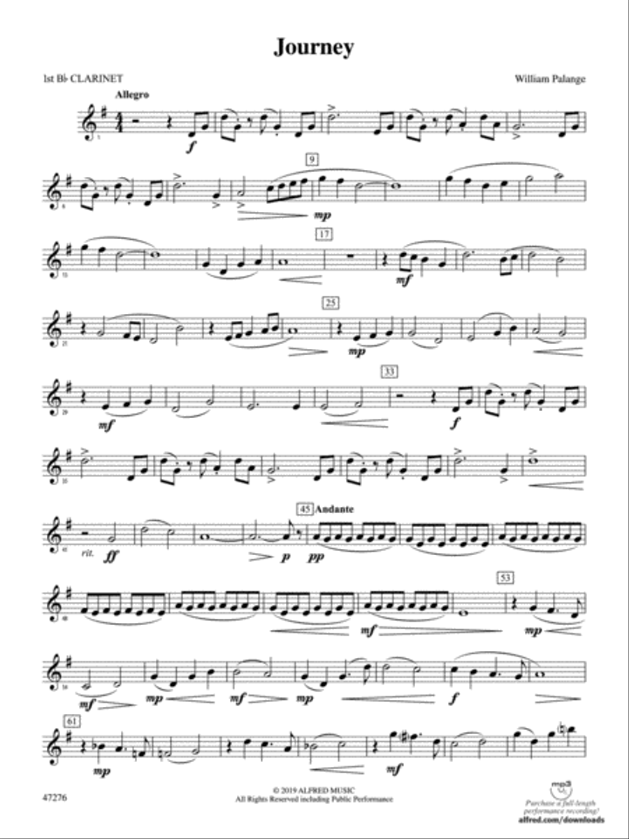 Journey: 1st B-flat Clarinet Concert Band scores gallery preview page 1