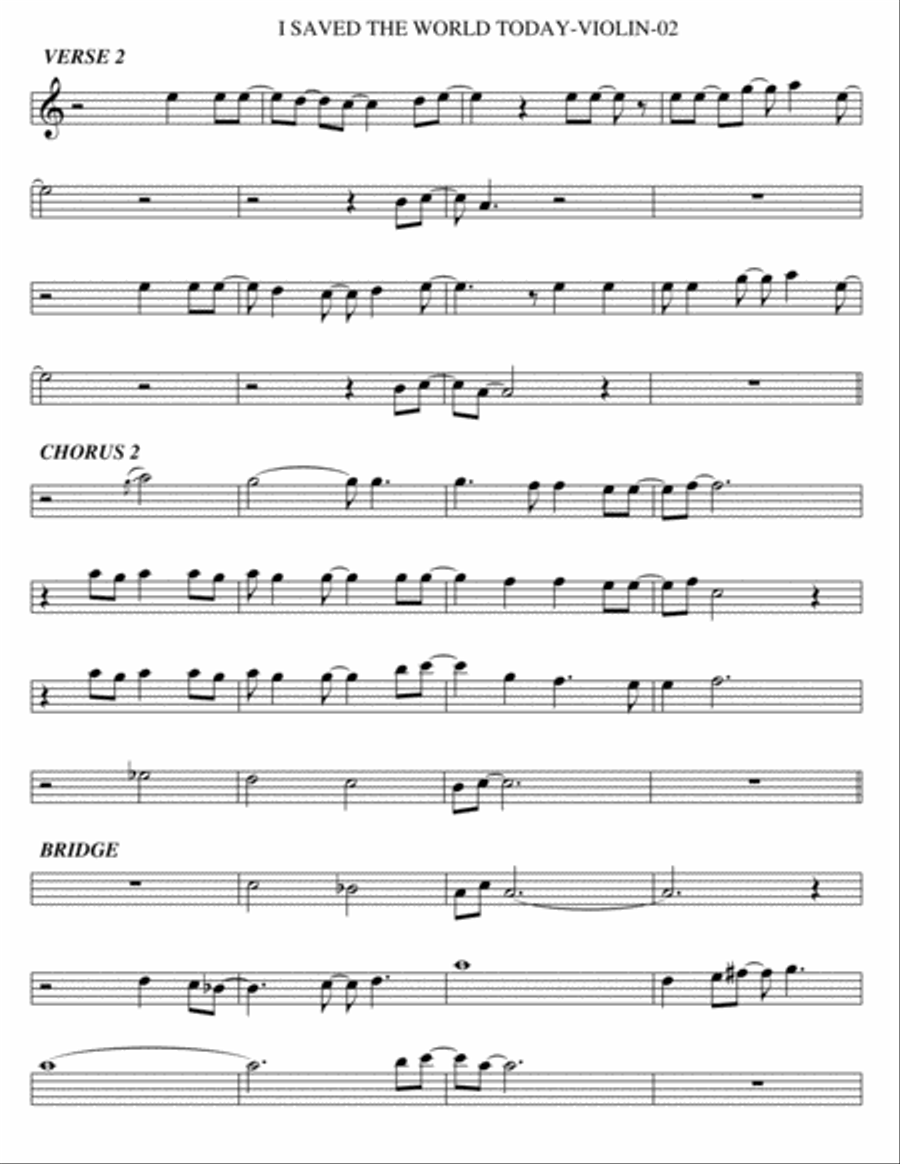 I Saved The World Today Violin Solo scores gallery preview page 2