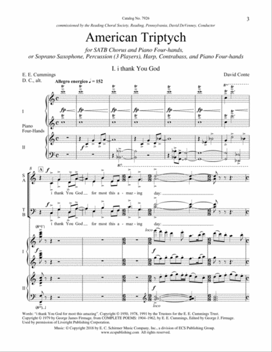 American Triptych: I. i thank You God 4-Part scores gallery preview page 3