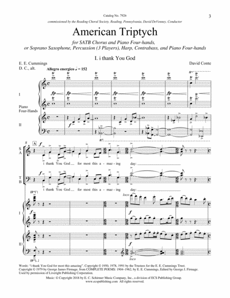 American Triptych: I. i thank You God (Downloadable Piano/Choral Score)