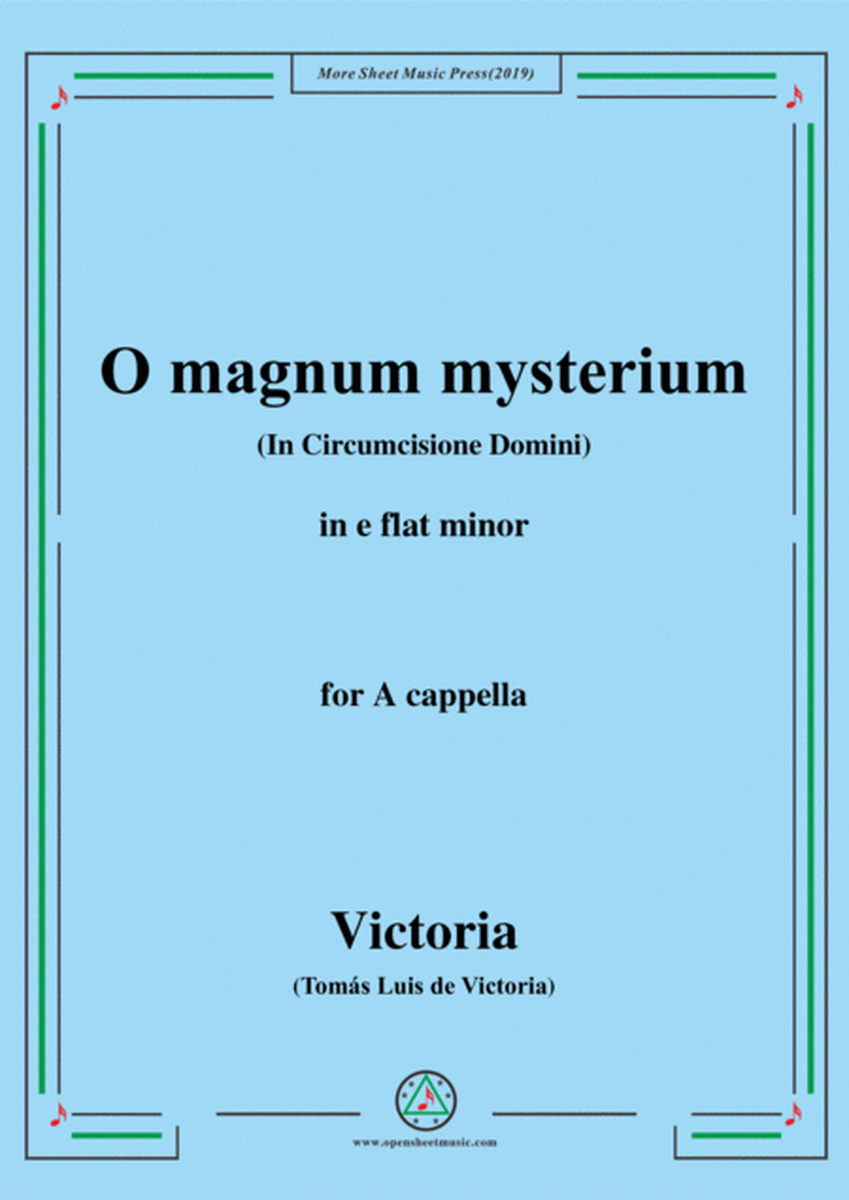 Victoria-O magnum mysterium,in e flat minor,for A cappella image number null