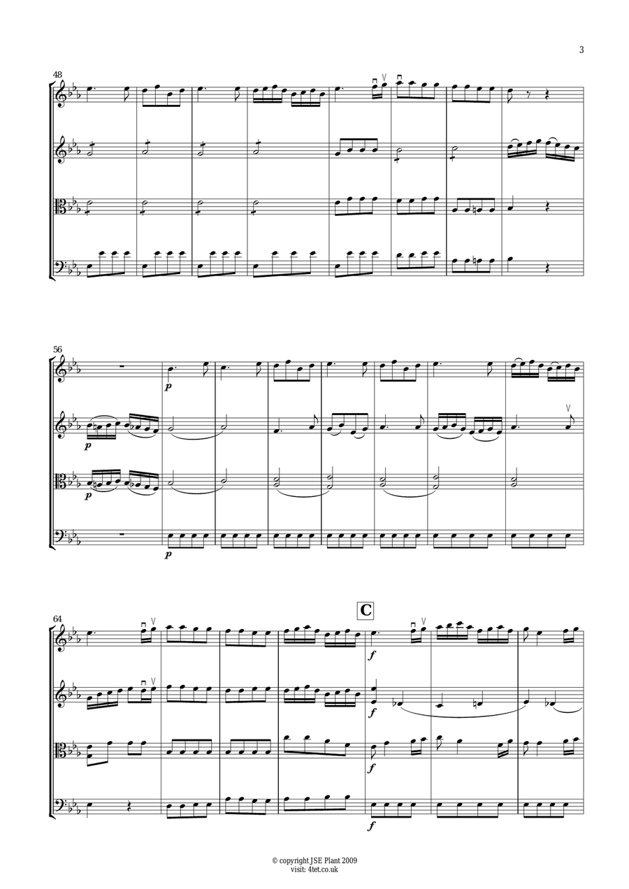 Haydn: Trumpet Concert in Eb Major (Mov 3) for String Quartet - Score and Parts String Quartet scores gallery preview page 3