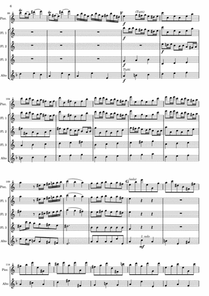 Vivaldi - Piccolo Concerto RV 443 - First movement - version for Flute Quintet or Flute Choir