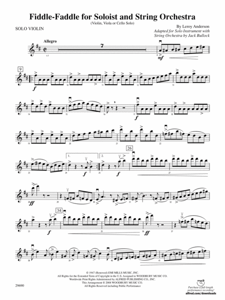 Fiddle-Faddle (for Soloist and String Orchestra): Solo Violin