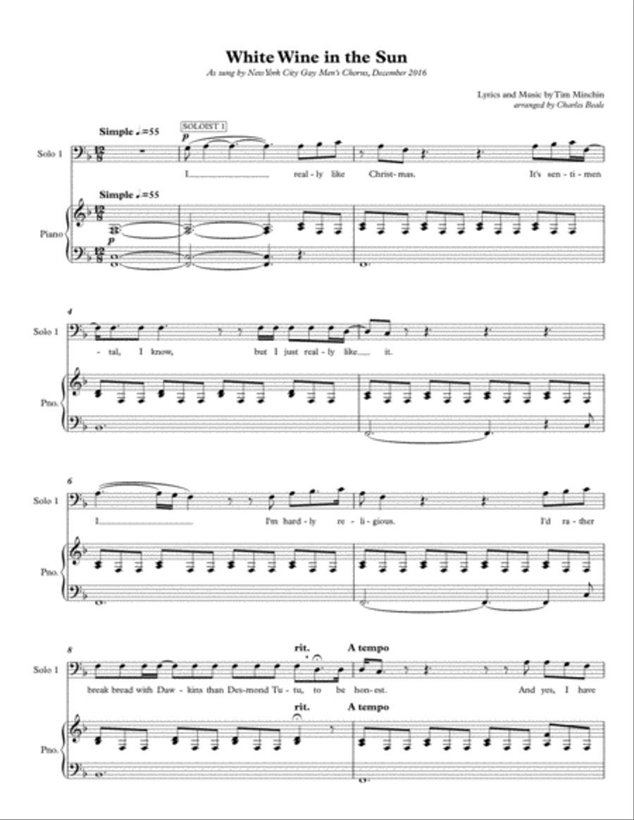 White Wine In The Sun TTBB scores gallery preview page 1