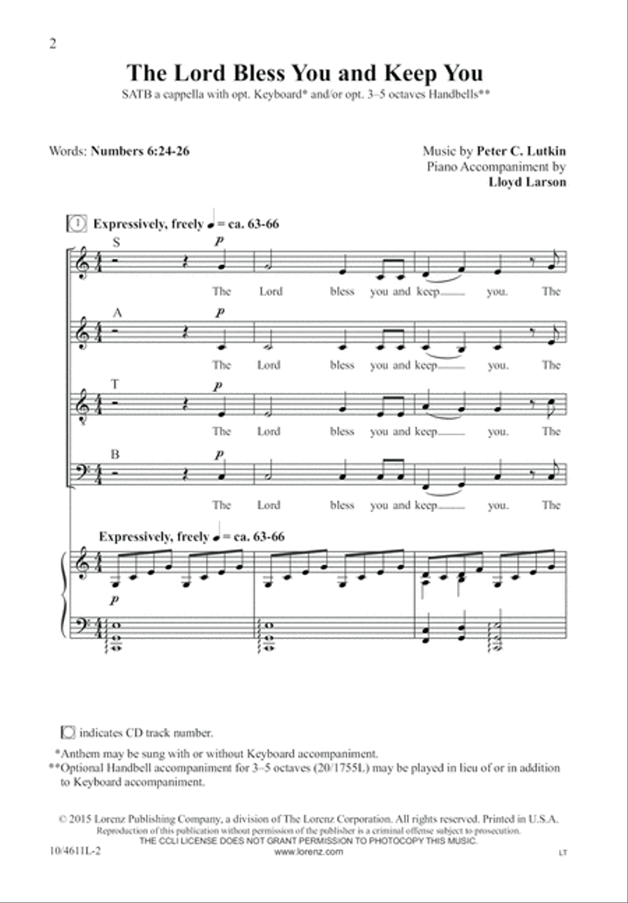 The Lord Bless You and Keep You 4-Part scores gallery preview page 2