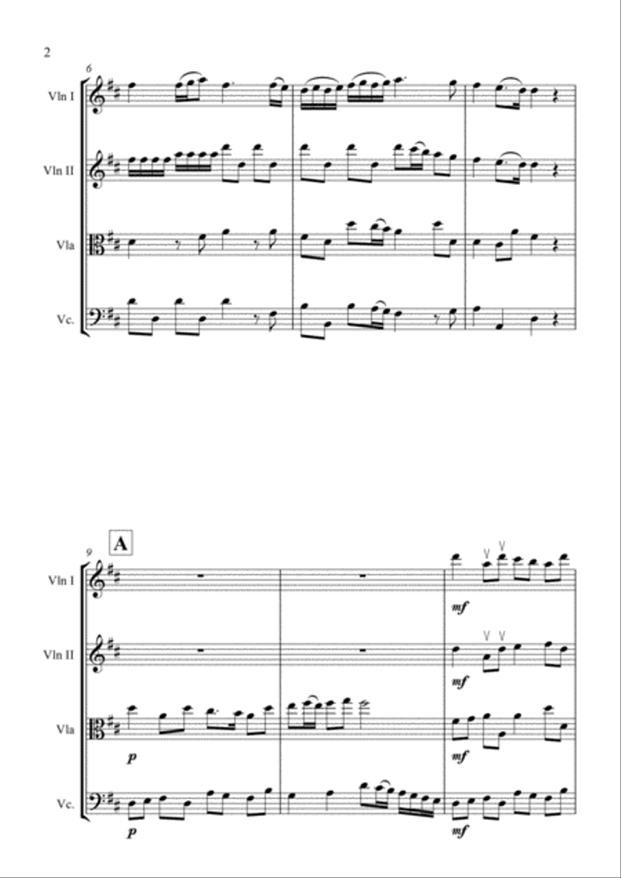 Handel: Let The Bright Seraphim for String Quartet - Score and Parts Handel: Let The Bright Seraphim for String Quartet - Score and Parts String Quartet scores gallery preview page 2