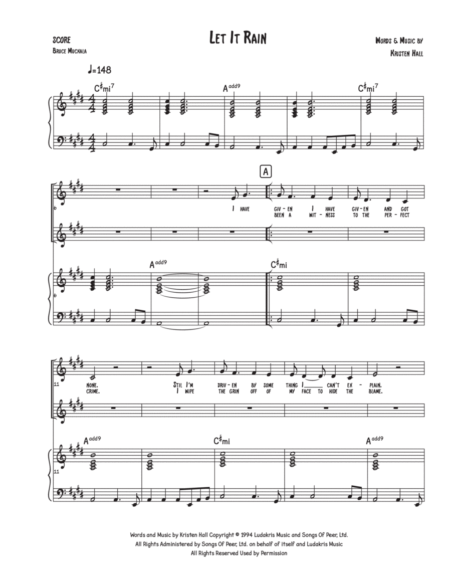 Let It Rain Piano, Vocal, Guitar scores gallery preview page 1