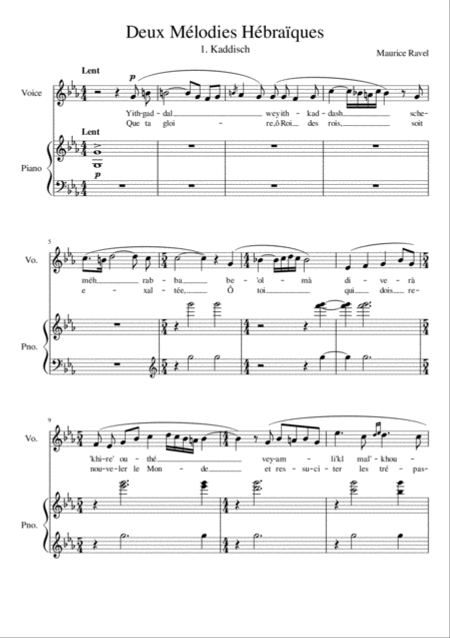 Deux Melodies Hebraiques - Kaddisch - C Minor Voice Solo scores gallery preview page 2