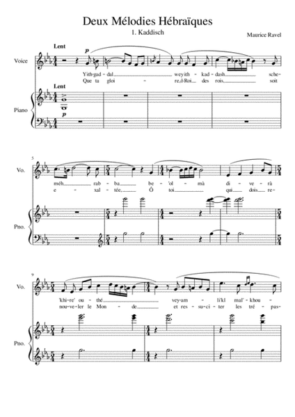 Deux Melodies Hebraiques - Kaddisch - C Minor