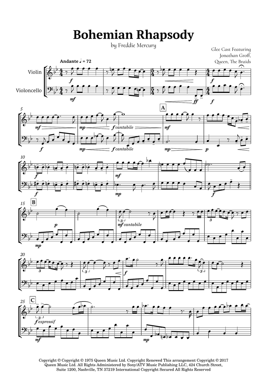 Bohemian Rhapsody String Duet scores gallery preview page 2