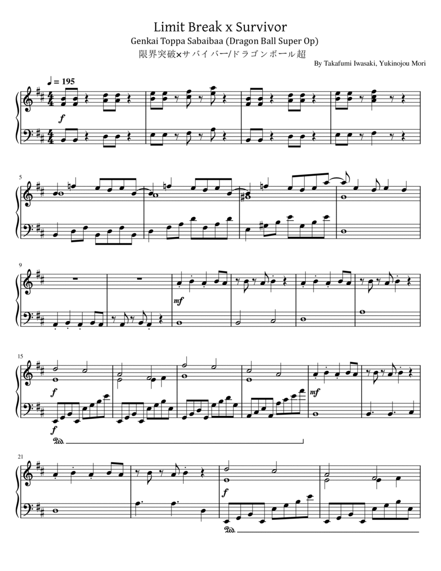 Genkai Toppa Sabaibaa Genkai Toppa Sabaibaa Piano Solo scores gallery preview page 1