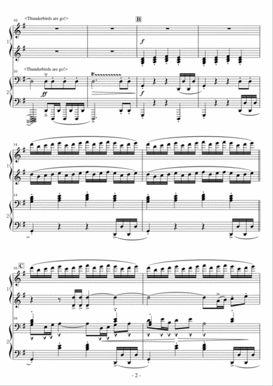 Thunderbirds Are Go Thunderbirds Are Go 1 Piano, 4-Hands scores gallery preview page 2
