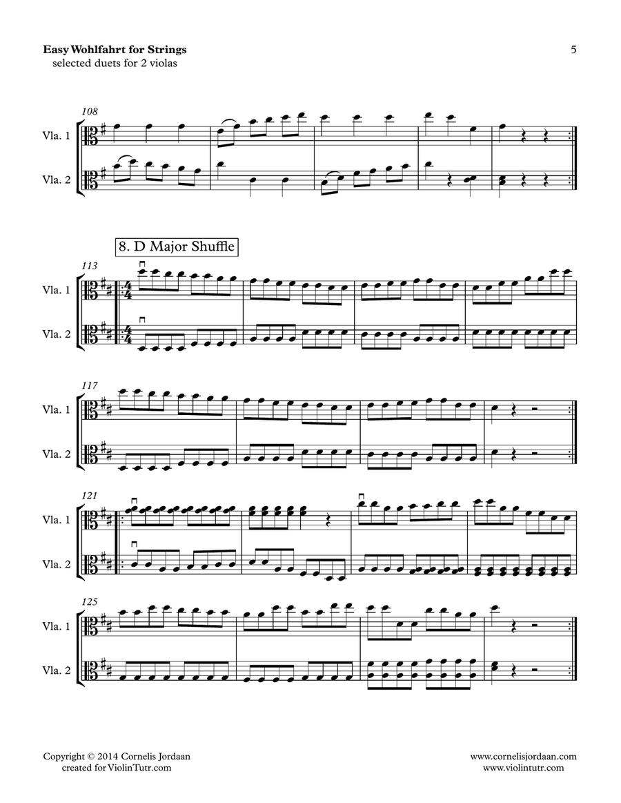 Easy Wohlfahrt for strings - selected duets for 2 violas