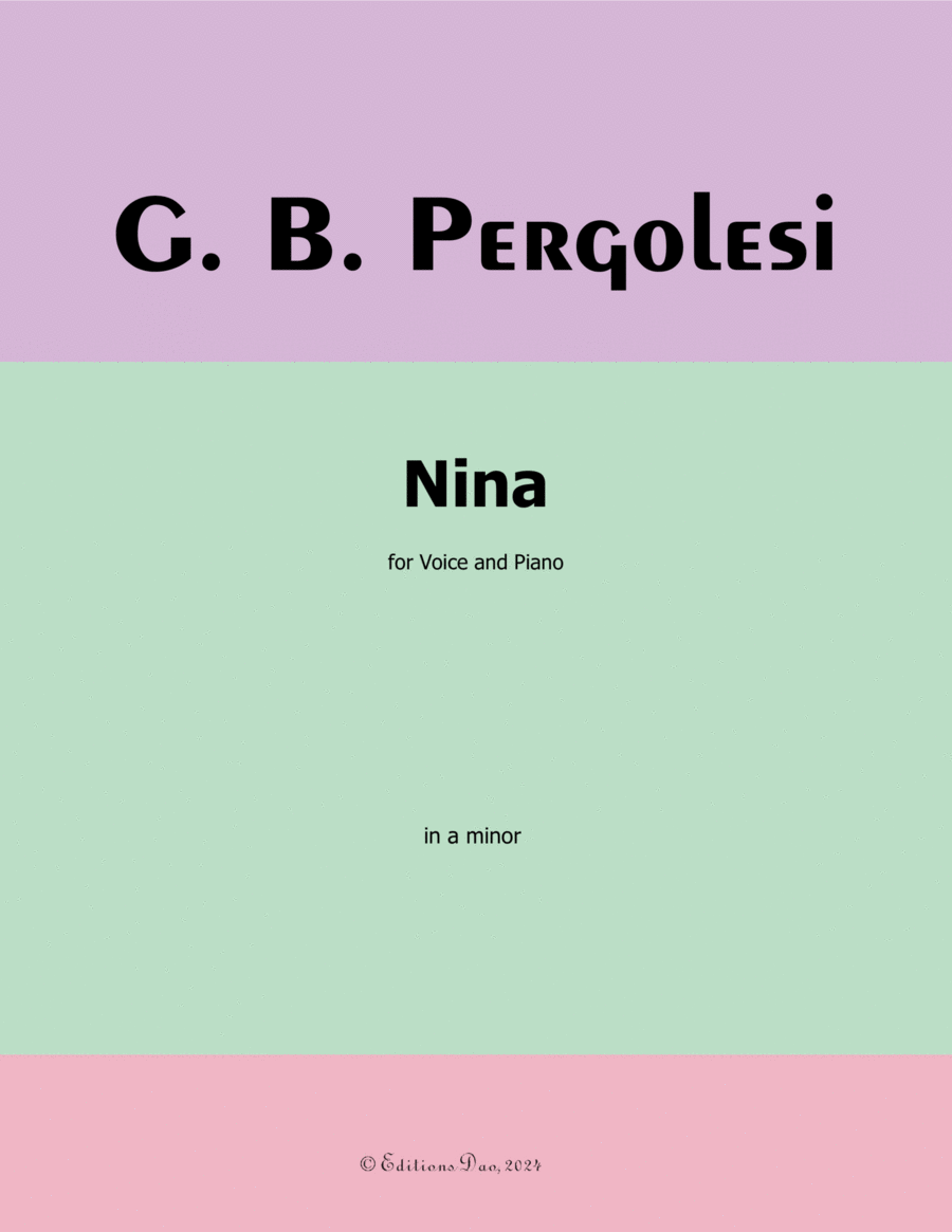 Nina, by Pergolesi, in a minor Voice scores gallery preview page 1