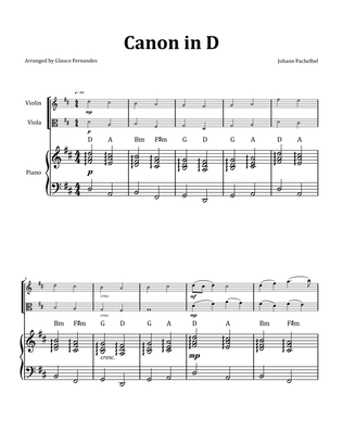 Canon by Pachelbel - Violin and Viola Duet with Piano and Chord Notation