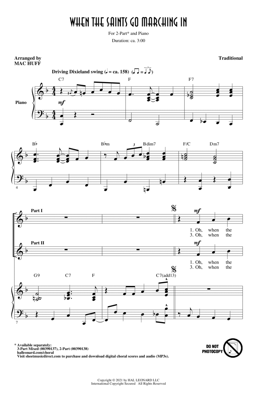 When The Saints Go Marching In (arr. Mac Huff) 2-Part scores gallery preview page 1