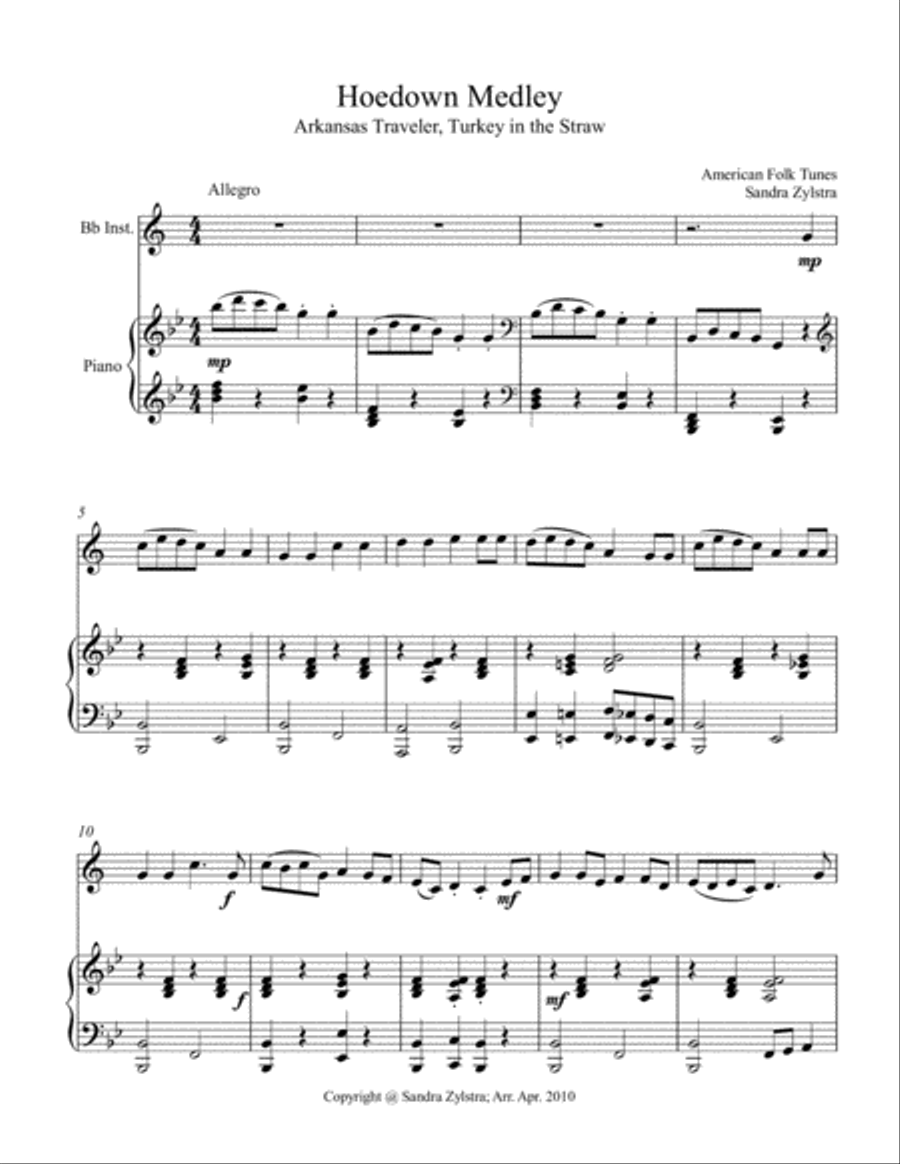 Hoedown Medley (treble Bb instrument solo) image number null