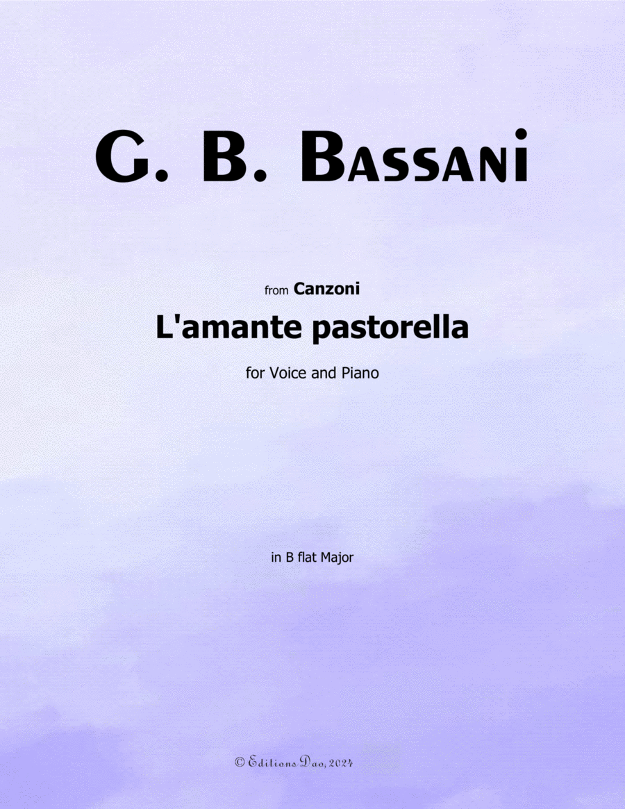 L'amante pastorella, by Bassani, in B flat Major Voice scores gallery preview page 1
