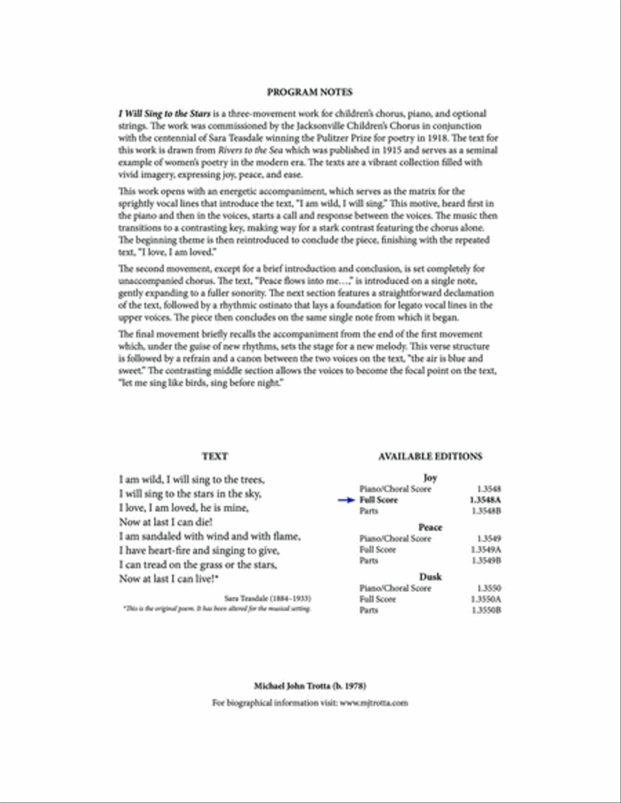 Joy from I Will Sing to the Stars Choir scores gallery preview page 2