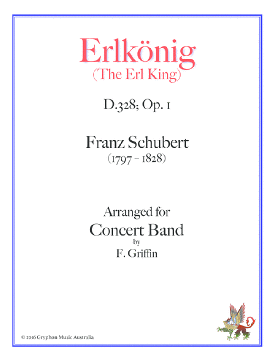 Franz Schubert's Erlkönig (Erl King) arranged for Concert Band Concert Band scores gallery preview page 1