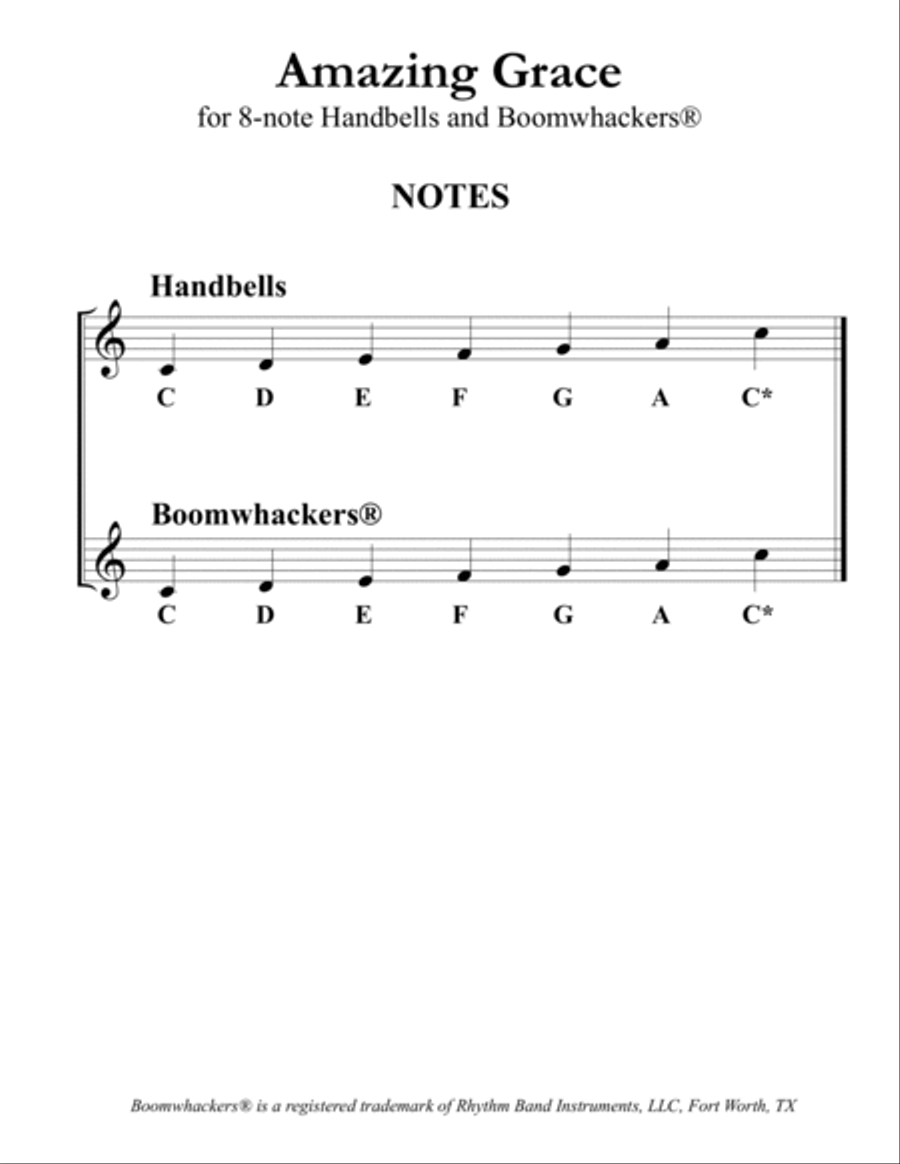 Ten Classic Hymns (for 8-note Bells and Boomwhackers with Black and White Notes) Handbell Choir scores gallery preview page 4