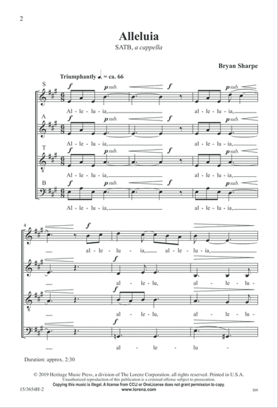 Alleluia Alleluia 4-Part scores gallery preview page 2