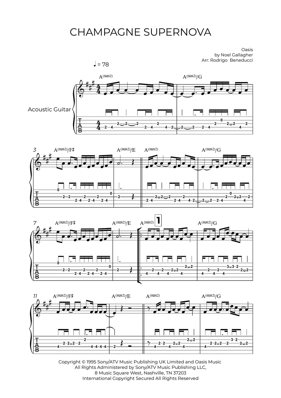 Champagne Supernova Champagne Supernova Acoustic Guitar scores gallery preview page 2