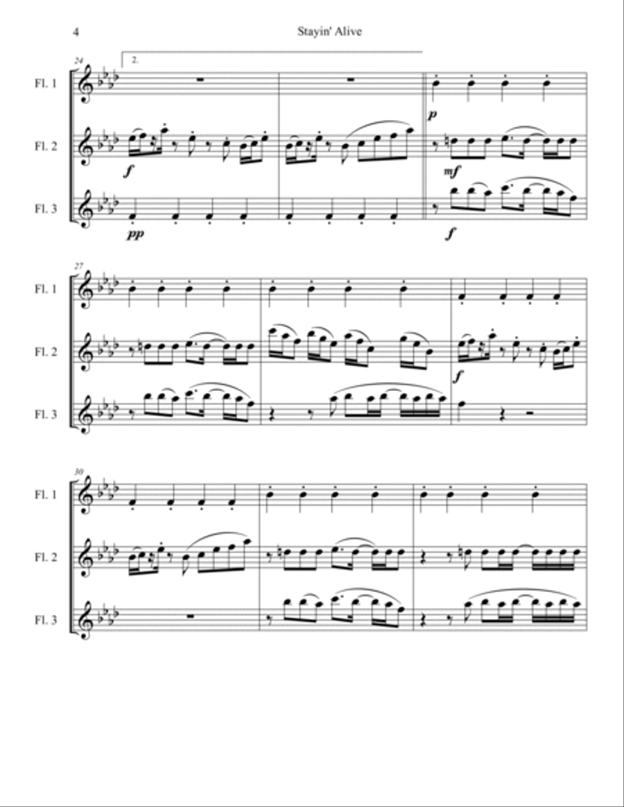 Stayin' Alive - Score Only Woodwind Trio scores gallery preview page 4