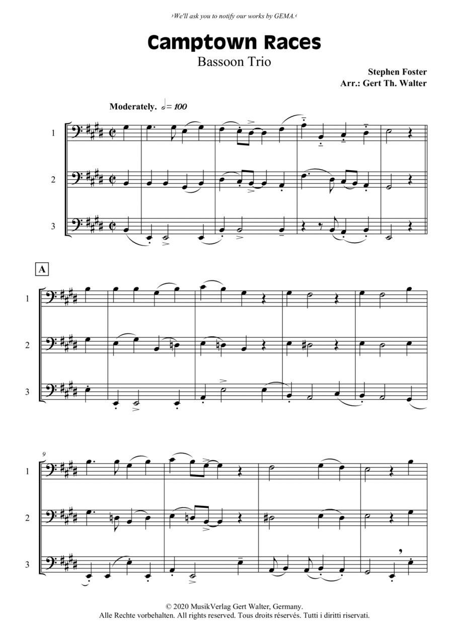 Camptown Races Woodwind Trio scores gallery preview page 1