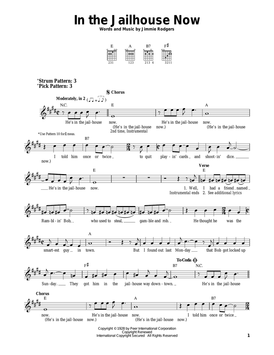 In The Jailhouse Now In The Jailhouse Now Acoustic Guitar scores gallery preview page 1