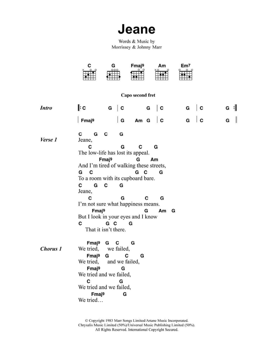 Jeane Jeane Easy Guitar scores gallery preview page 1