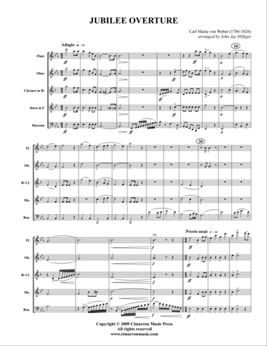 Jubilee Overture Jubilee Overture Woodwind Quintet scores gallery preview page 1