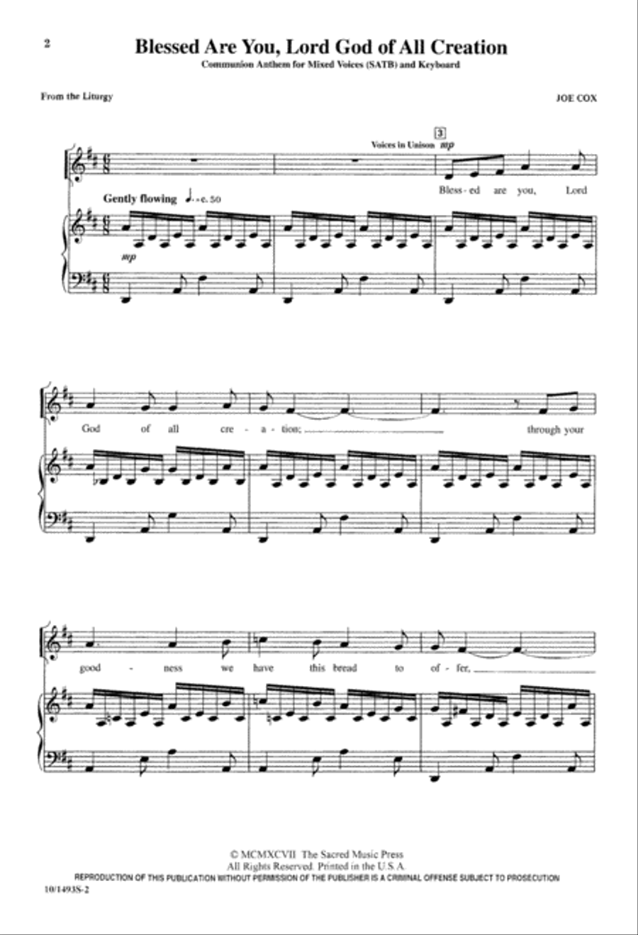 Blessed Are You, Lord, God of All Creation 4-Part scores gallery preview page 2