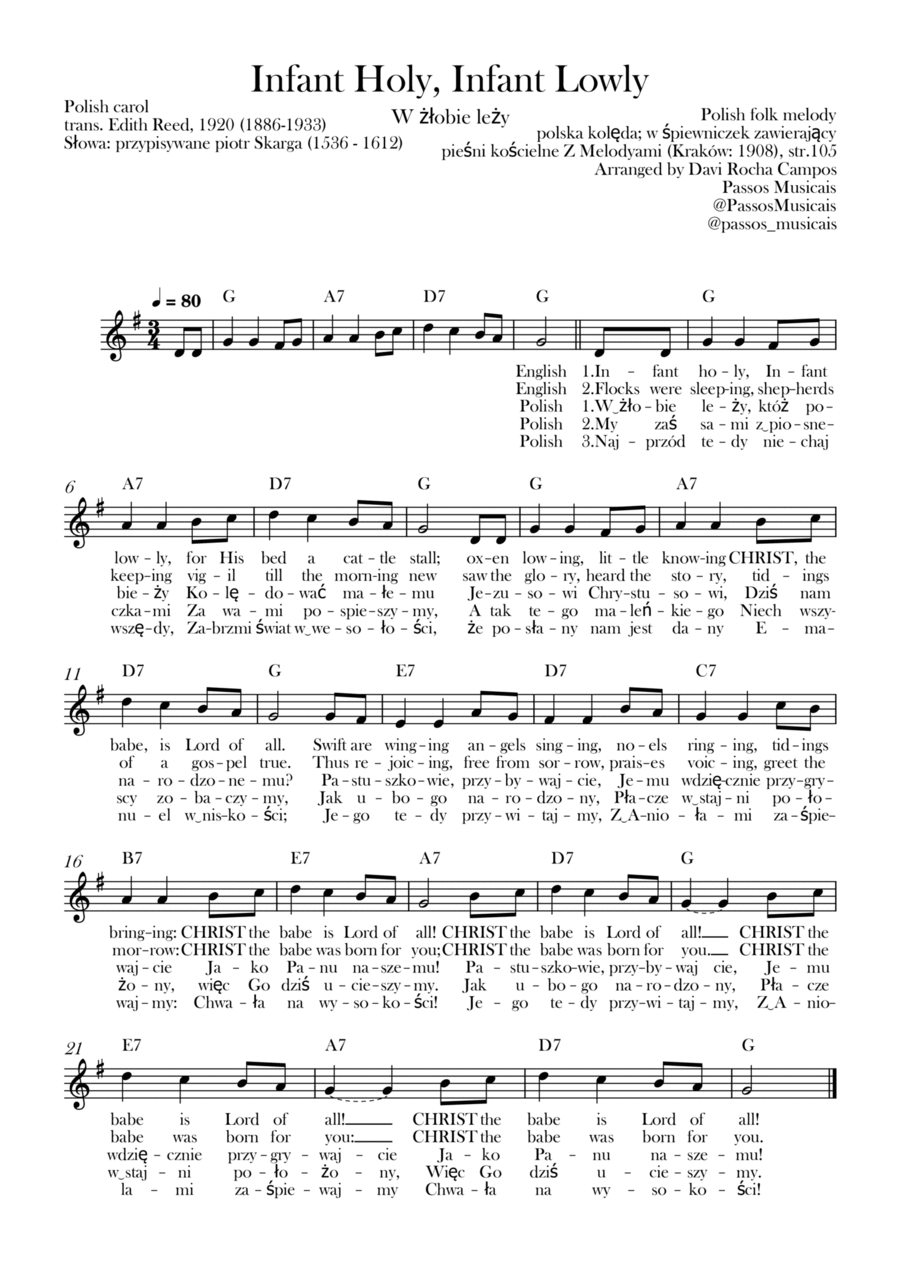 Infant Holy, Infant Lowly (W żłobie leży) Piano scores gallery preview page 1
