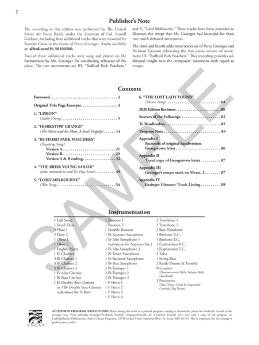 Lincolnshire Posy Concert Band scores gallery preview page 3
