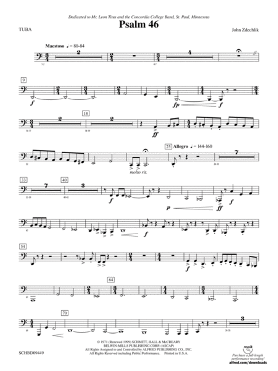 Psalm 46: Tuba Psalm 46: Tuba Concert Band scores gallery preview page 1