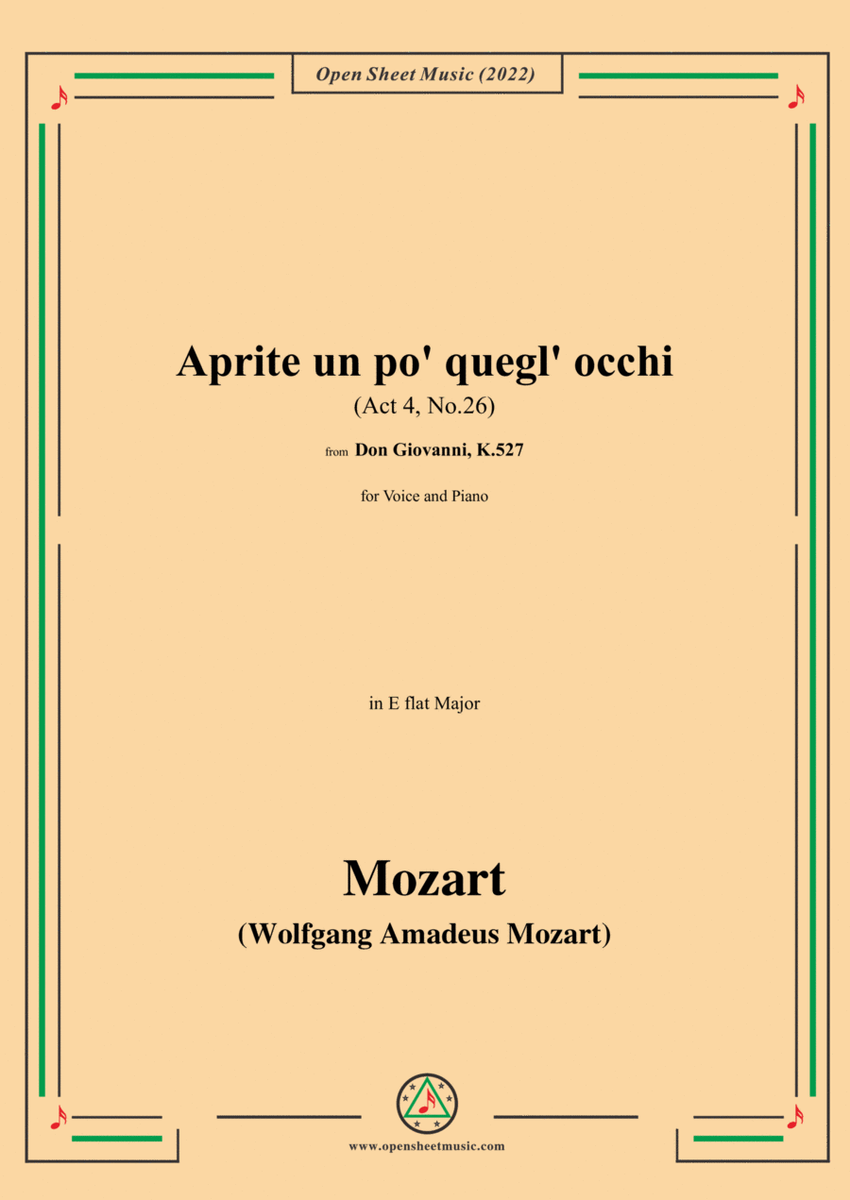 Mozart-Aprite un po' quegl' occhi(Those eyes at least now open),Act 4, No.26,in E flat Major,for Voi