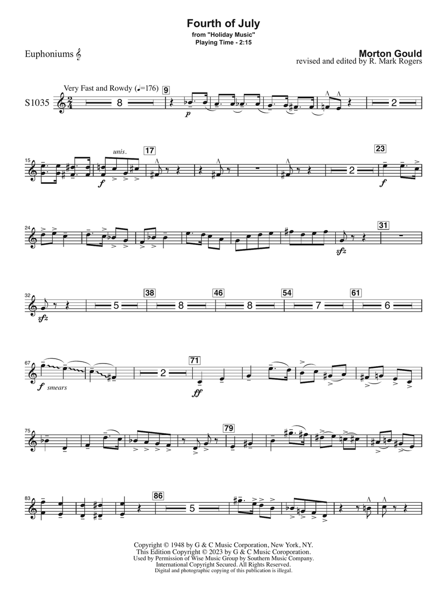 Fourth of July (arr. R. Mark Rogers) - Euphonium Concert Band scores gallery preview page 1