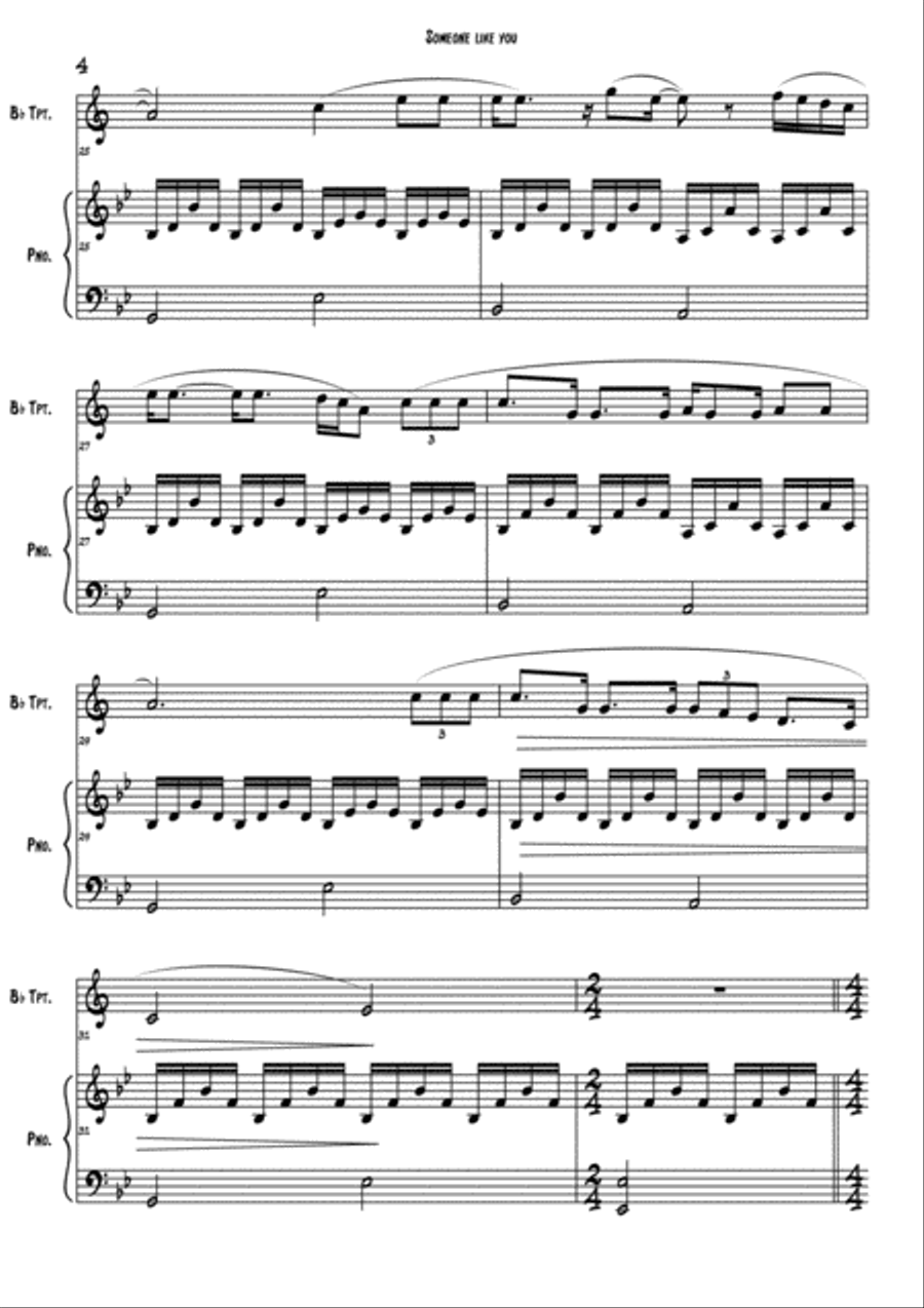 Someone Like You Trumpet Solo scores gallery preview page 4